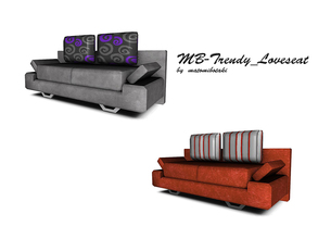 Sims 3 — MB-Trendy_Loveseat by matomibotaki — MB-Trendy_Loveseat, new loveseat mesh with 3 recolorable areas, pillows and