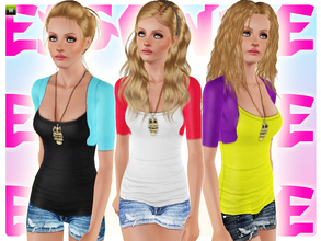 Sims 3 — Snezhe by simseviyo — New cute outfit with a tank to, jean shorts and a cute owl necklace