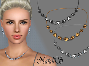 Sims 3 —  Liquid gem necklace FT-FE by Natalis — Liquid metallic gemstone and shining crystals.Luxury necklace for
