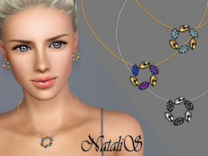 Sims 3 — Zirconium crystals pendant  FT-FA by Natalis — Shining zirconium crystals and drops of polished metal earrings.
