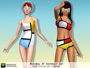 Sims 3 — Minimal Retro Swimsuit Set AF by simromi — Why look at art when you can wear it. This set is based on the