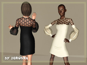 Sims 3 — Dress Sleeve Boule by bukovka — Dress with transparent sleeves. Three variants of staining, repainting on two