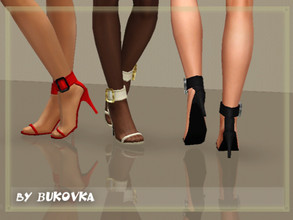 Sims 3 — Shoes Buckle by bukovka — Open shoes with a wide strap around the ankle. Decorated buckle. Three variants of