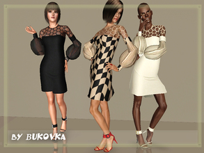 Sims 3 — Set Vogue by bukovka — Fashionable set of clothes for young adult women. Dress with transparent sleeves and open
