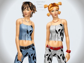 Sims 3 — Leaves Set - Top by Paogae — A young and casual set for your YA/A female simmies, with nice leaves on top and