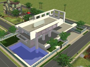 Sims 2 — Modern Tall home by RamboRocky90 — A tall white modern minimalist styled home, with 1 large pools and a 3 park