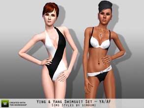 Sims 3 — Ying and Yang Swimsuit Set for YA-AF by simromi — Beat the heat in these ying and yang inspired swimsuits.