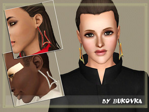 Sims 3 — Earrings Abstraction by bukovka — Earrings concise form. Three variants of staining. Repainting on two channels.