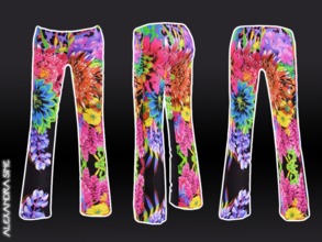 Sims 3 — Flower Flared Trousers by Alexandra_Sine — Flower Flared Trousers for your young-adult and adult female sims.