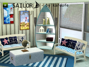 Sims 3 — Sailor by kardofe — Cosets of furniture, marine inspiration to decorate a living and dining area, ideal to
