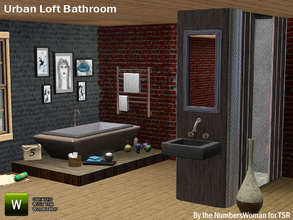 Sims 3 — Rustic Urban Loft Bathroom by TheNumbersWoman — Loft spaces all filled with this last of this round of rustic