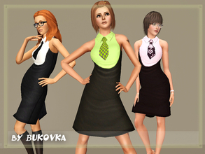 Sims 3 — Dress with Tie by bukovka — Dress with tie for young adult women. Three variants of staining, repainting three