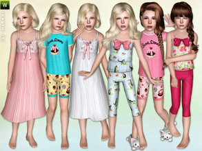 Sims 3 — Girls Sleepwear - Set by lillka — This 5 part sleepwear set includes: Summer Nightgown, Ribbon Pajama-Top,