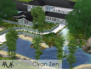 Sims 3 — Cyan Zen by Auxghost2 — A beautiful Oriental inspired home placed on a 60x60 lot. Fully furnished with 2
