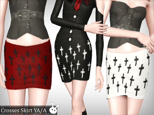 Sims 3 — Crosses Skirt YA/A by XxNikkibooxX — A cute skirt with a bunch of crosses for your young adult and adult sim's