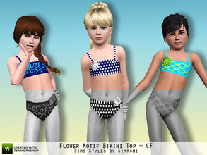 Sims 3 — Flower Motif Bikini Top for Girls by simromi — Beat the heat in this adorable bikini top. Perfect for the beach