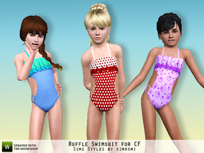Sims 3 — Ruffle Swimsuit for Girls by simromi — Beat the heat in this adorable Ruffle Swimsuit. Perfect for the beach or