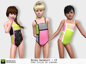 Sims 3 — Retro Swimsuit for Girls by simromi — Beat the heat in this adorable Retro Swimsuit. Perfect for the beach or