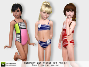 Sims 3 — Swimsuit and Bikini Set for Girls by simromi — Beat the heat in these adorable swimsuits. Perfect for the beach