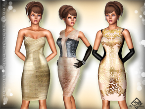 Sims 3 — Happy Hour Gold  Collection by Devirose — The set includes three dressed in golden fabric ideal for an aperitif