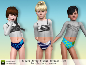 Sims 3 — Flower Motif Bikini Bottom for Girls by simromi — Beat the heat in this adorable bikini bottoms. Perfect for the