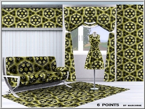 Sims 3 — 6 Points_marcorse by marcorse — Geometric pattern: six point floral shapes in a geometric design of green and