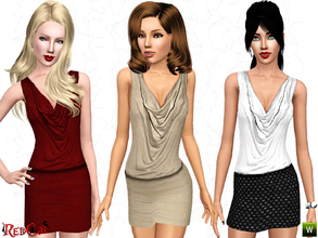 Sims 3 — Chic Outfit by RedCat — 2 Recolorable Channels. 3 Variations Included. Game Mesh.