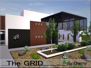 Sims 3 — The GRID by chemy — Having a covered front entrance, this spacious modern 2 bedroom, 3 bathroom home has partial