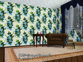 Sims 3 — MB-VintageFlowersC by matomibotaki — Vintage floral patter with pale design and 3 recolorable palettes, to find