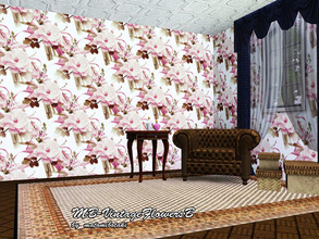 Sims 3 — MB-VintageFlowersB by matomibotaki — Vintage floral patter with pale design and 3 recolorable palettes, to find
