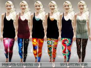 Sims 3 — Printed Leggings No 1 by Lutetia — A pair of leggings with six different prints Works for female teenagers,