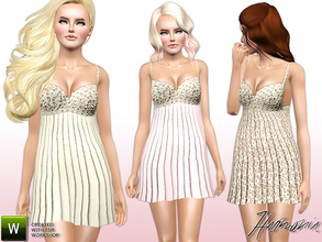 Sims 3 — Pearl Embellished Bra Dress by Harmonia — Chiffon babydoll dress by Harmonia Pearl shoulder straps Bead