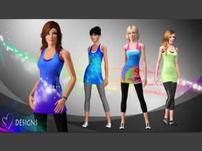 Sims 3 — Gym Outfit by MwDESIGNS2 — A colorful addition to your sim's workout wardrobe. It's suitable for weightlifting,