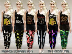 Sims 3 — Printed Leggings No 2 by Lutetia — A pair of leggings with six different prints Works for female teenagers,