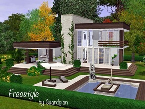 Sims 3 — Free Style by Guardgian2 — One bedroom, one bathroom, a kitchen, a dining room, a living room and a small study