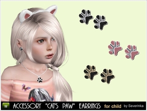 Sims 3 — Accessory Cat's Paw earrings by Severinka_ — Jewelry for little girl - earrings 'Cat's Paw'. Make a gift for