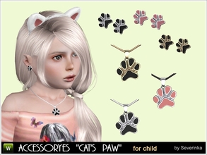 Sims 3 — Accessories set for kids Cat's Paw by Severinka_ — Jewelry for little girl - pendant and earrings 'Cat's Paw'.