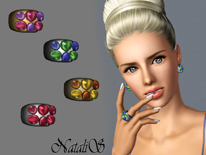 Sims 3 — Cocktail ring with a cabochons FA-YA by Natalis — This massive ring is a colorful and magnificent. The metal