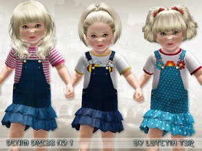 Sims 3 — Denim Dress No 1 by Lutetia — A cute ruffle denim dress with printshirt Works for female toddlers For