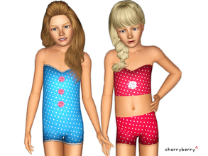 Sims 3 — Swimsuit set for girls by CherryBerrySim — Summer's here! Get this modern and cute looking swimsuit set for your