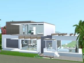 Sims 3 — Modern House by Suzz86 — This house have on the 1st floor: livingroom with fireplace and a bar,kitchen with