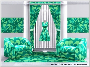 Sims 3 — Heart on Heart_marcorse by marcorse — Geometric pattern: blue and green hearts in random repeat.