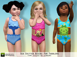 Sims 3 — Sea Critter Swimsuit for Toddler Girls by simromi — Your toddler will be the catch of the day in one of these