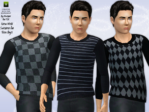 Sims 3 — Crew Neck Sweater by minicart — This smart and casual crew neck sweater is a must for those young teen boys