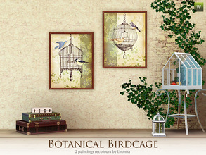 Sims 3 — Botanical Birdcage by Lhonna — Set of 2 wall hangings with vintage bird cages (and birds of course ;)). The