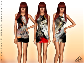 Sims 3 — Iron Night Dress Collection by Devirose — The set includes three mini-dresses in abstract fantasies and modern;