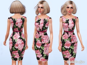 Sims 3 — Hydrangea Print Dress by Alexandra_Sine — Hydrangea Print Dress for your young-adult and adult female sims. Hope