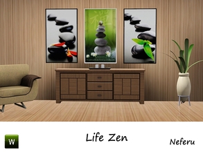 Sims 3 — Life Zen by Neferu2 — Relax with this 3 Zen paintings. By Neferu_TSR