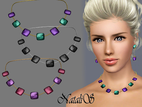 Sims 3 — NataliS necklace with cabochons FA-FE by Natalis — Original necklace simple design. Square cabochons on the