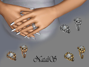 Sims 3 —  Diamond Engagement Ring 002 FA-FE by Natalis — Gold Diamond Engagement Ring Solitaire, featuring round cut
